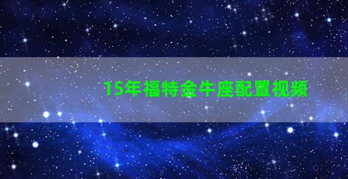 15年福特金牛座配置视频