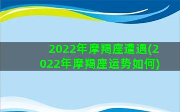 2022年摩羯座遭遇(2022年摩羯座运势如何)