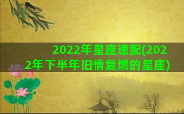 2022年星座速配(2022年下半年旧情复燃的星座)