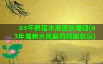 83年属猪水瓶座的婚姻(83年属猪水瓶座的婚姻状况)