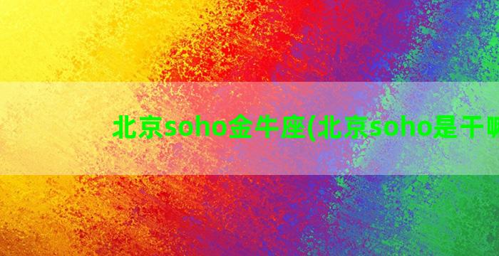 北京soho金牛座(北京soho是干嘛的)