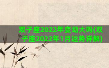 双子座2022年变动大吗(双子座2022年1月运势详解)