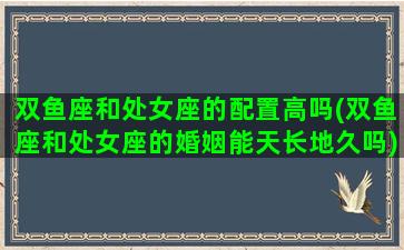 双鱼座和处女座的配置高吗(双鱼座和处女座的婚姻能天长地久吗)