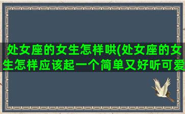 处女座的女生怎样哄(处女座的女生怎样应该起一个简单又好听可爱的网名)