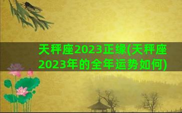 天秤座2023正缘(天秤座2023年的全年运势如何)