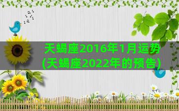 天蝎座2016年1月运势(天蝎座2022年的预告)