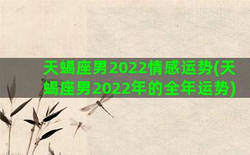 天蝎座男2022情感运势(天蝎座男2022年的全年运势)