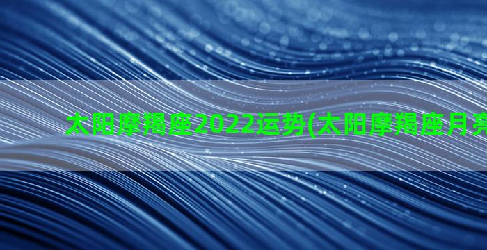 太阳摩羯座2022运势(太阳摩羯座月亮天蝎座)