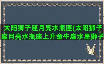 太阳狮子座月亮水瓶座(太阳狮子座月亮水瓶座上升金牛座水星狮子座)