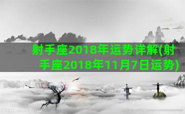 射手座2018年运势详解(射手座2018年11月7日运势)