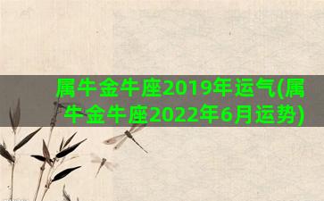 属牛金牛座2019年运气(属牛金牛座2022年6月运势)