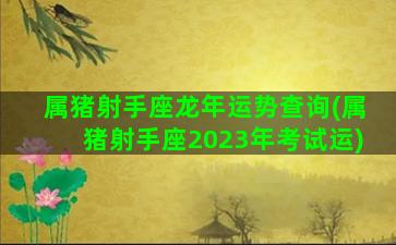 属猪射手座龙年运势查询(属猪射手座2023年考试运)