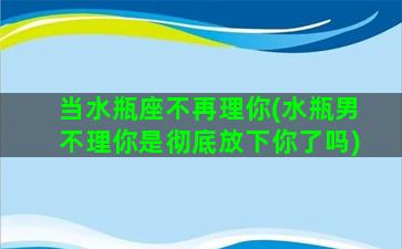 当水瓶座不再理你(水瓶男不理你是彻底放下你了吗)