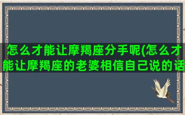 怎么才能让摩羯座分手呢(怎么才能让摩羯座的老婆相信自己说的话)