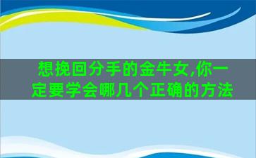 想挽回分手的金牛女,你一定要学会哪几个正确的方法