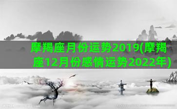 摩羯座月份运势2019(摩羯座12月份感情运势2022年)