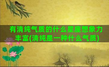 有清纯气质的什么星座想象力丰富(清纯是一种什么气质)