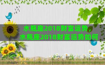 水瓶座2018财富运势，水瓶座2018财富运势如何