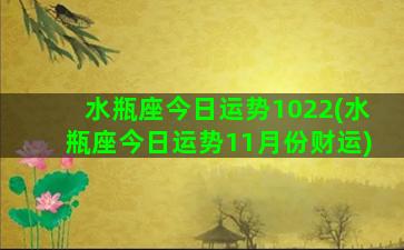 水瓶座今日运势1022(水瓶座今日运势11月份财运)