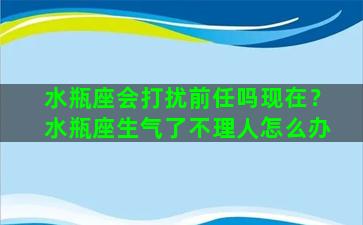 水瓶座会打扰前任吗现在？水瓶座生气了不理人怎么办