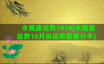 水瓶座运势1014(水瓶座运势10月份运势爱情分手)