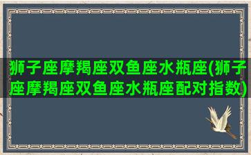 狮子座摩羯座双鱼座水瓶座(狮子座摩羯座双鱼座水瓶座配对指数)