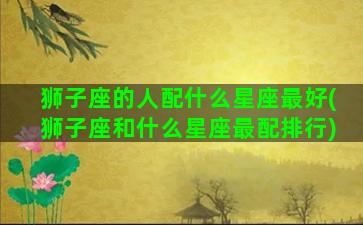 狮子座的人配什么星座最好(狮子座和什么星座最配排行)