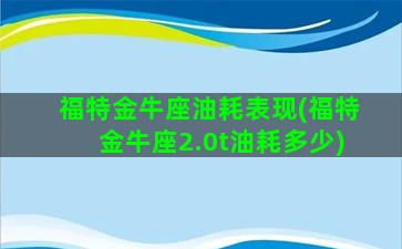 福特金牛座油耗表现(福特金牛座2.0t油耗多少)