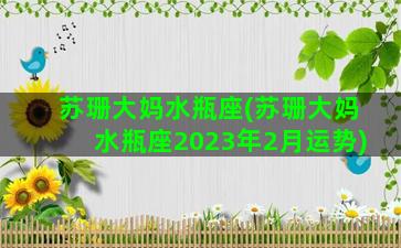 苏珊大妈水瓶座(苏珊大妈水瓶座2023年2月运势)